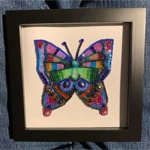 Beaded Butterfly Framed Artwork